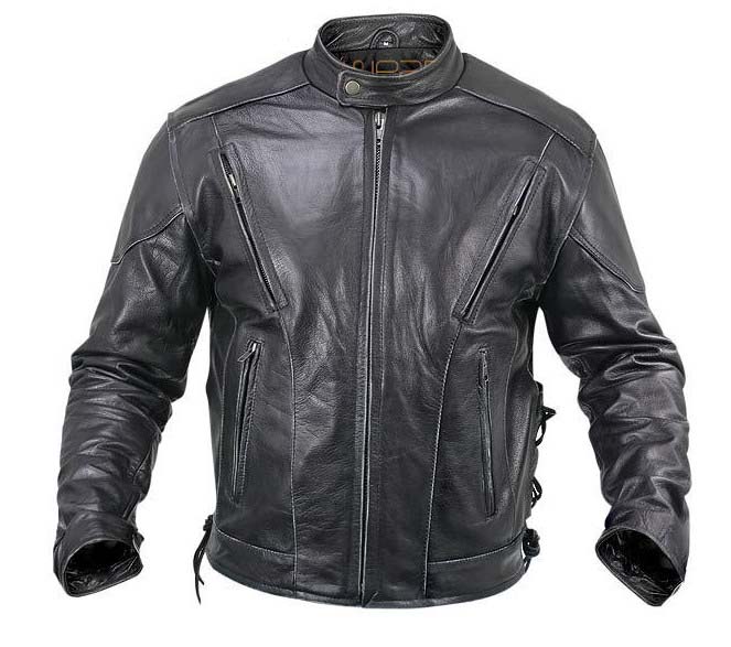 Men’s Black Flying Skull Premium Leather Motorcycle Jacket.