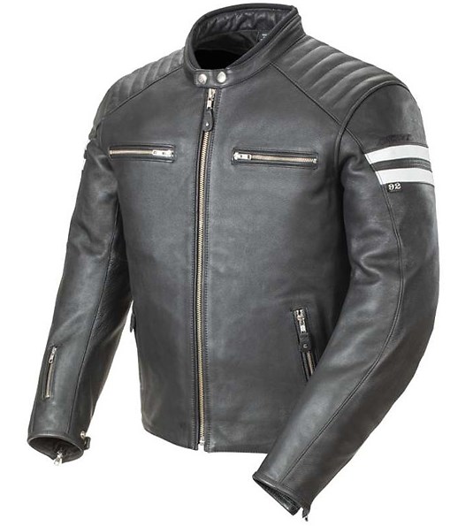 Men Black/White Leather Motorcycle Jacket